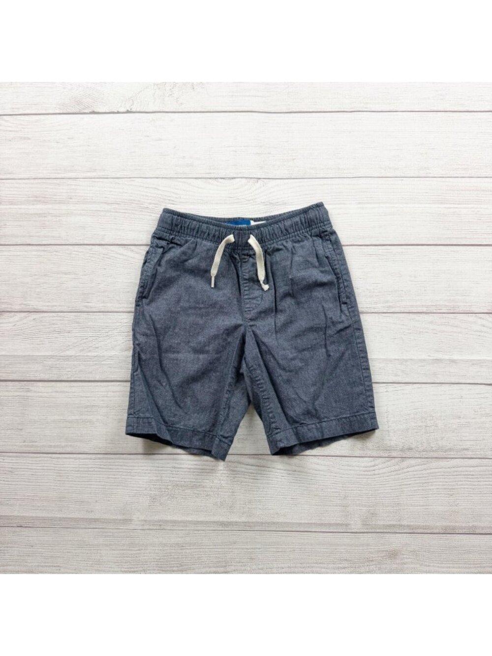 Old Navy Boys Elastic Waist Chambray Shorts Drawstring Blue Lightweight M 8